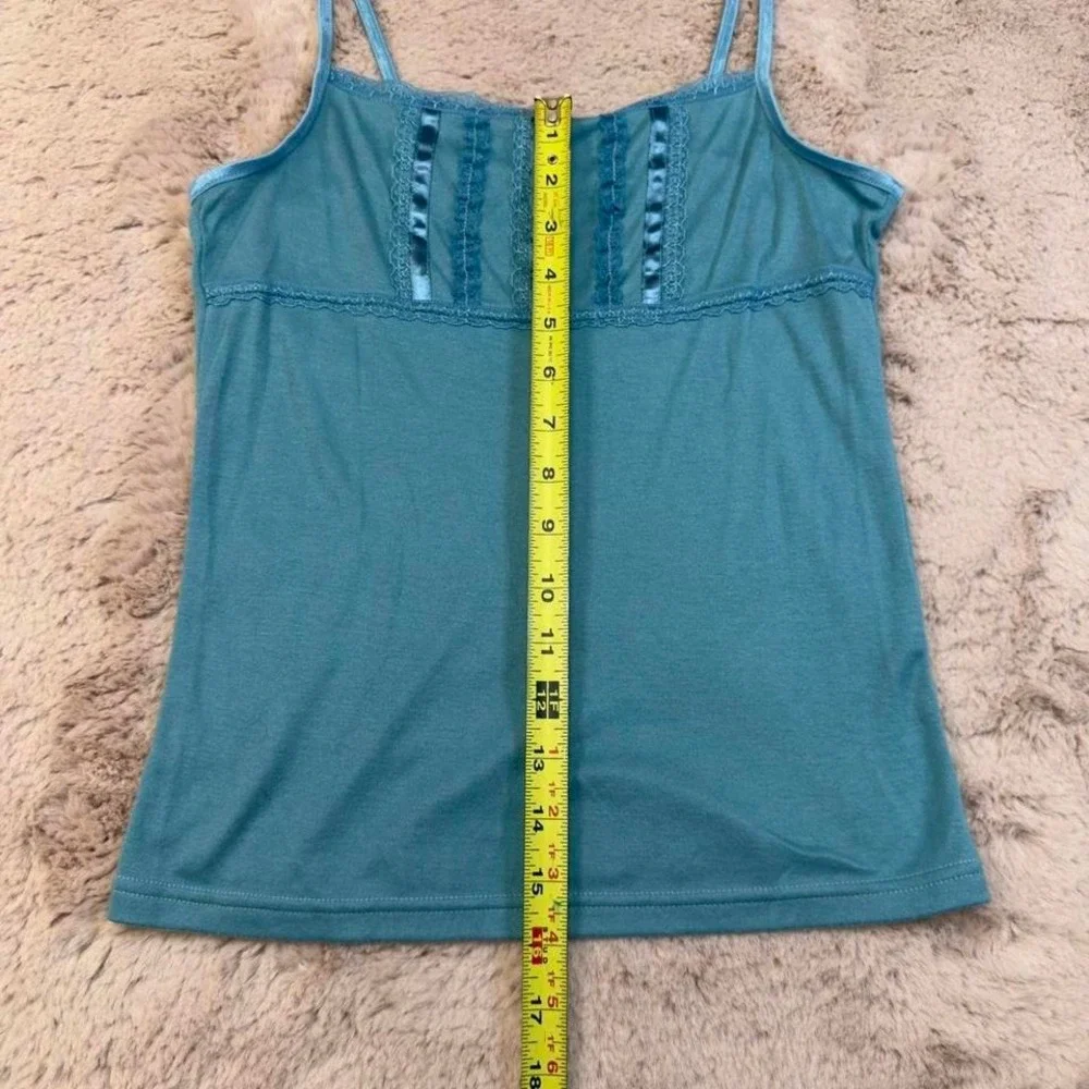 blue satin trim lace cami top, y2k soft girl, Fairycore, Coquette, Spring top - Picture 5 of 8